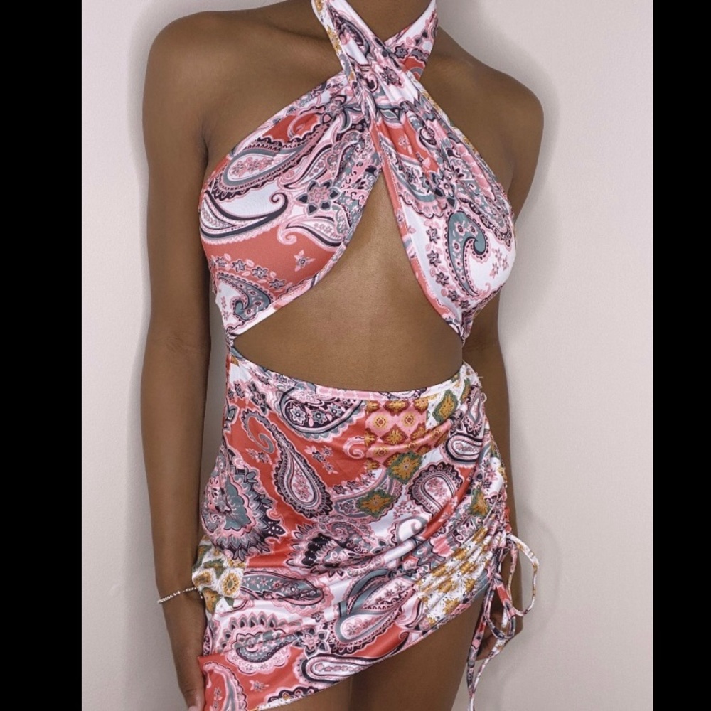 Wrap around bohemian bodycon mini Dress